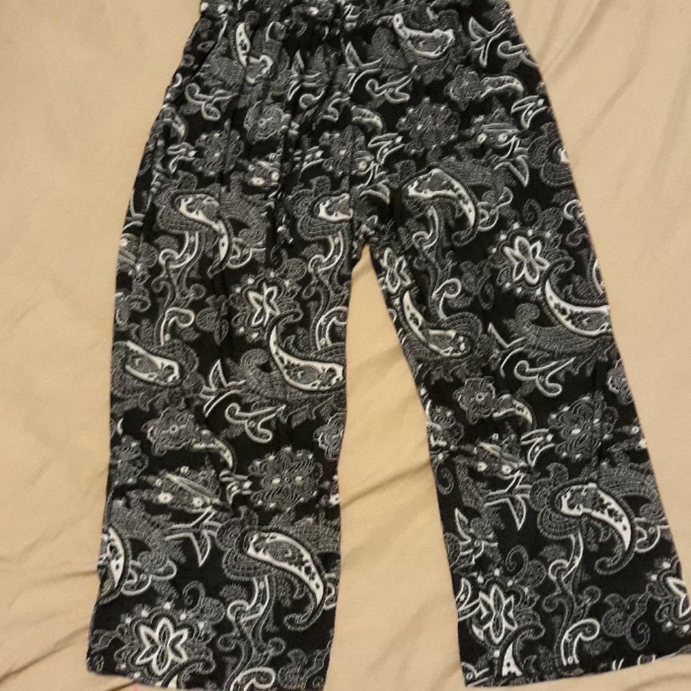 Black and White Silky Pants